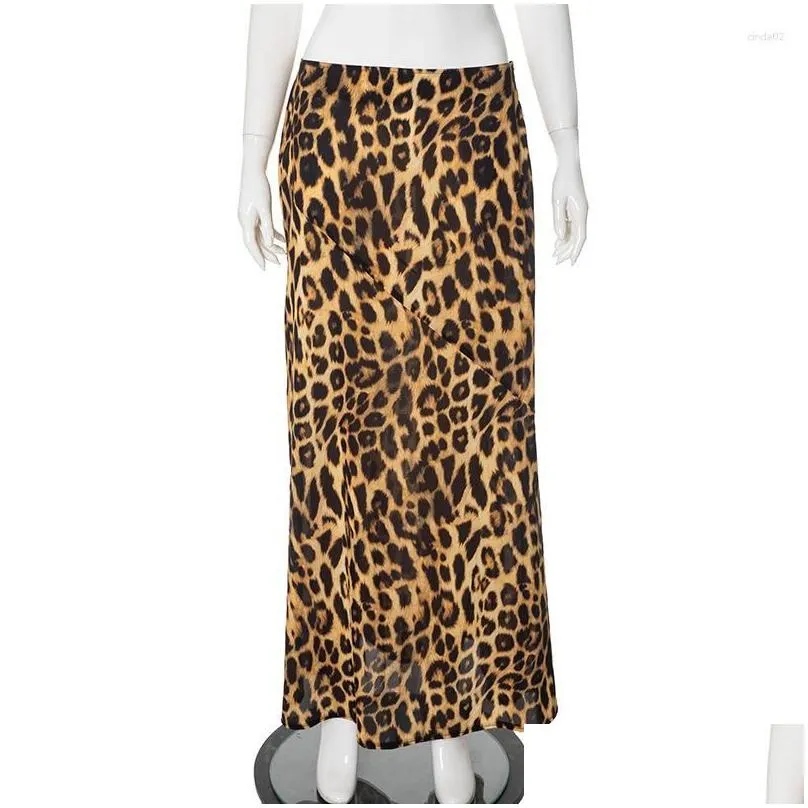 Skirts Summer Casual Leopard Print Half Skirt For Women Chic Zipper High Waist Slim Fit Spring Lady Commuter Streetwear