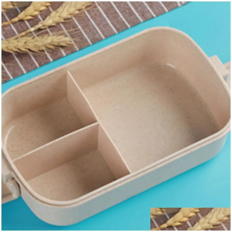 wheat straw lunch box microwave bento boxes health natural student portable food storage dinner box 3 colors