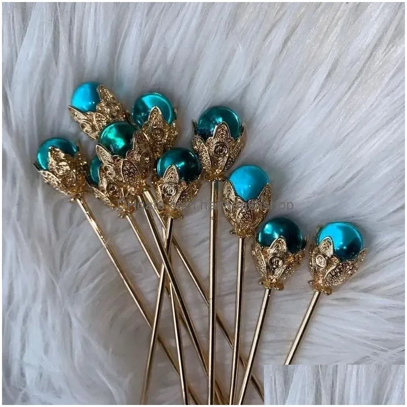 Hair Tools 1Pc Blue Claw Plate Hairpin Headdress Sticks Ornaments Ancient Style Clips For Hairclips Chinese Drop Delivery Products Acc Dhqzo