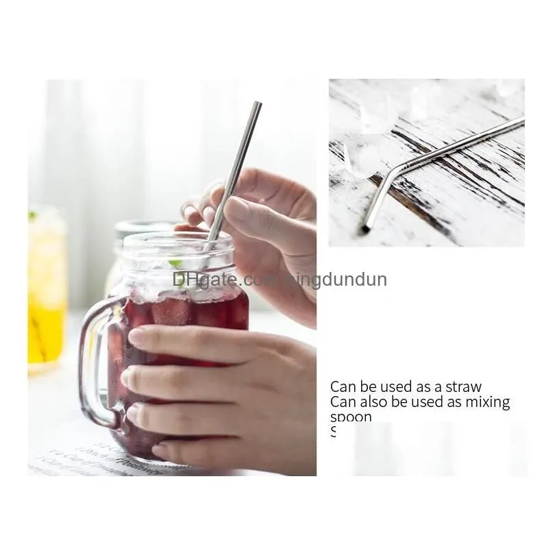 Drinking Straws For 20 Oz 30Oz Mugs 304 Stainless Steel Bend Straight St With Cleaning Brush Tumbler Cups Sts Drop Delivery Home Garde Dhit7
