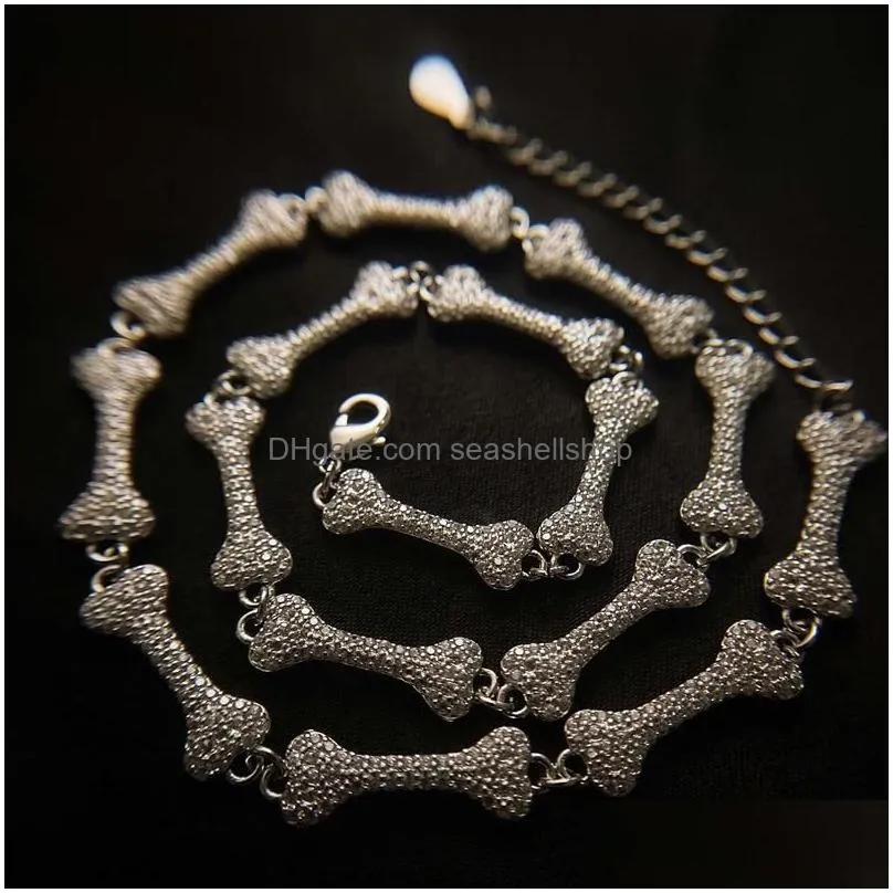 Pendant Necklaces Unique Splicing Necklace Inlay Shine Small Zircon Exquisite Bone Geometry Jewelry For Women Wedding Engagement Drop Dh2Qk