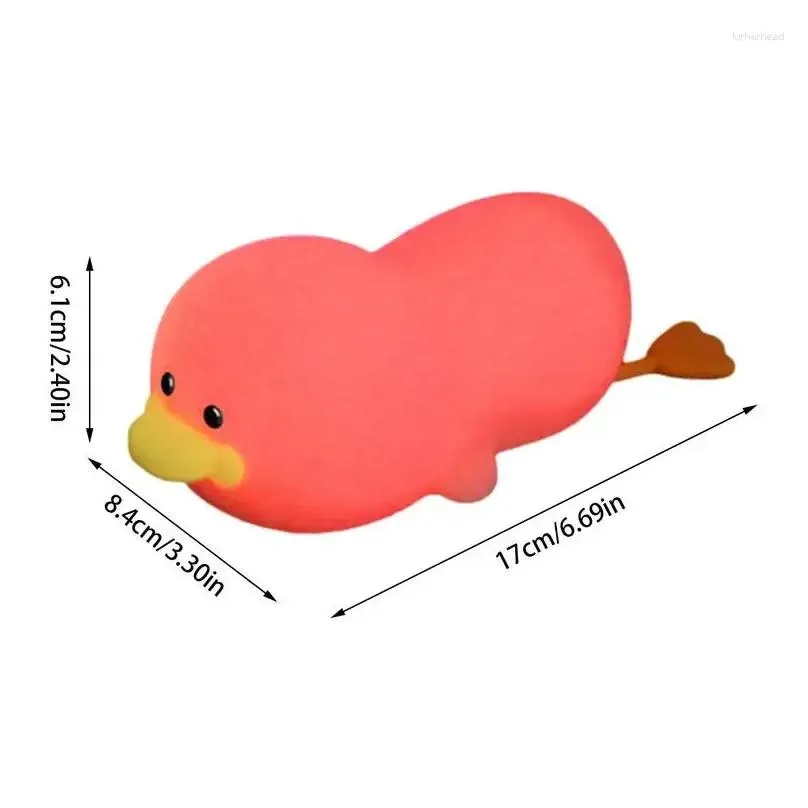 Night Lights Sile Duck Nightlight Cute Lazy Lying Flat Usb Rechargeable Light Up Nursery Breastfeeding Bedside Drop Delivery Dhhxg