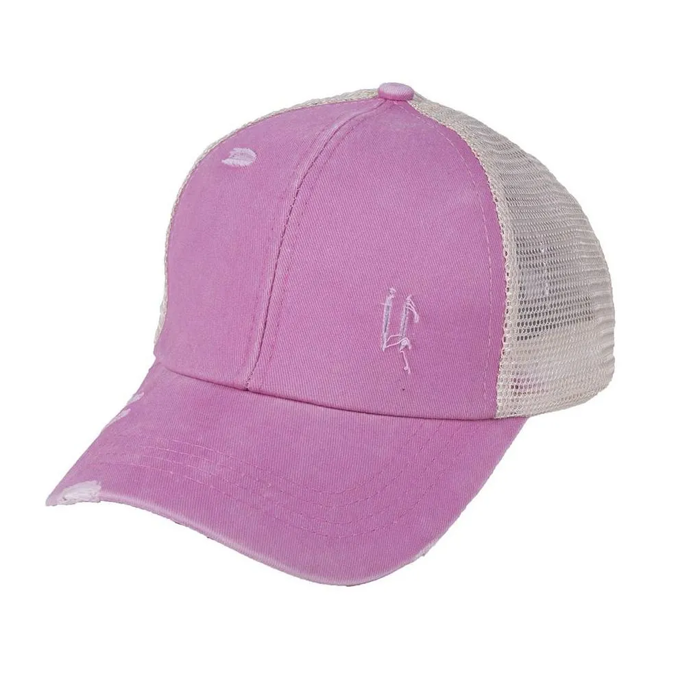 Party Hats Criss Cross Mesh Back Baseball Cap 10 Colors Washed Died Messy Bun Ponycap Trucker Hat Drop Delivery Home Garden Festive Su Dhdfu