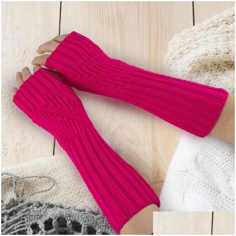 Cycling Gloves Mitten Soft Knitted Sleeve Fashion Women Fingerless Arm Winter Warm