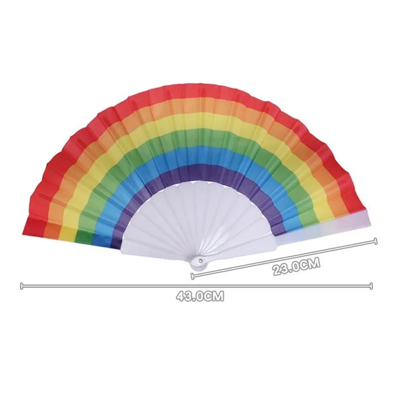 rainbow fan plastic printing colorful crafts home festival decoration craft stage performance dance fans