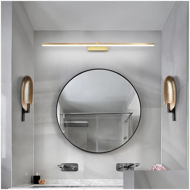 Wall Lamps 110/240V L40Cm 60Cm 80Cm Modern Art Decor Led Bathroom Mirror Light Brushed Gold Make Up Lamp Washroom Toilet Lighting Dro Dhbfh