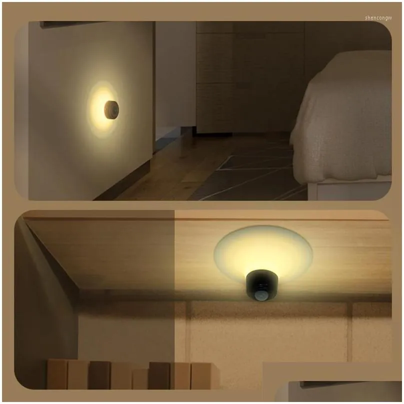 Night Lights Led Light Cabinets Stair Motion Sensor Nightlight With Suction Cup Bedroom Bathroom Kitchen Lamp Indoor Lighting Drop Del Dhkdd