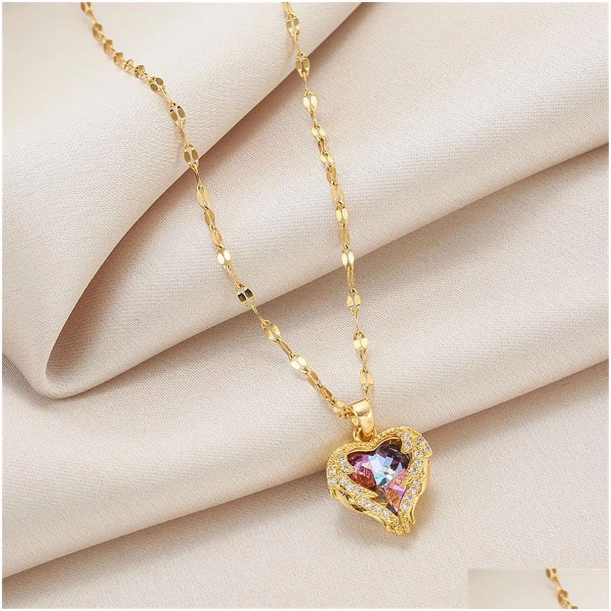 Chains Trendy Sweet Y Gold Color Stainless Steel Necklaces For Women Korean Fashion Female Pendant Clavicle Chain Jewelry Wholesale Dr Ot3S0