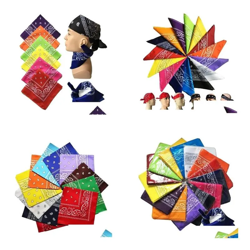 Party Favor 55X55Cm Paisley Bandana Double Side Print Head Wrap Wristband Magic Headband Hip Hop Headscarf Kerchief Drop Delivery Home Dhxgd