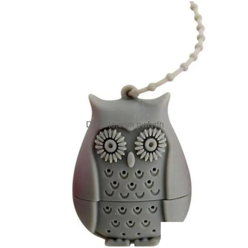 owl tea strainer cute silicone fliter strainer tea bags food grade creative loose-leaf tea infuser filter diffuser iia26n