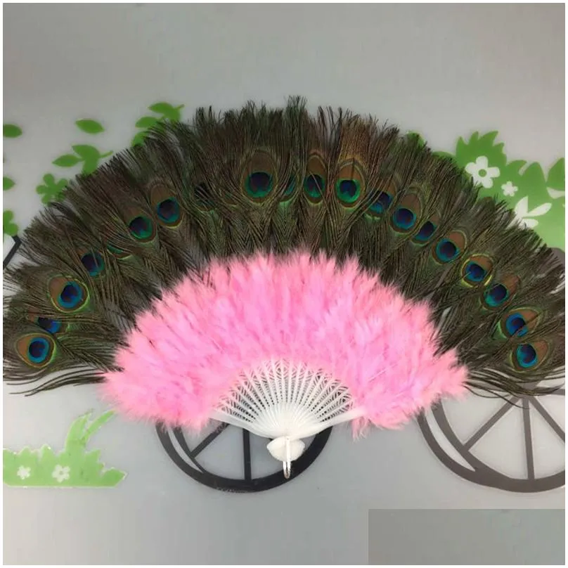 feather hand fan stage performances craft fans elegant folding feathers fan party supplies 10 style