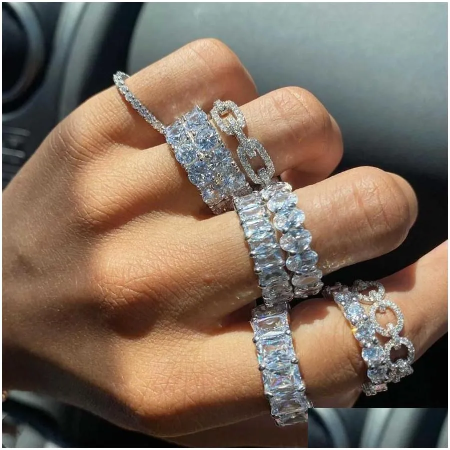 Band Rings Zakol Fashion Luxury Mticolor Charm Baguette Cubic Zirconia Wedding For Women T Shape Stone Party Jewelry Fsrp2201W Drop D Dhtc4