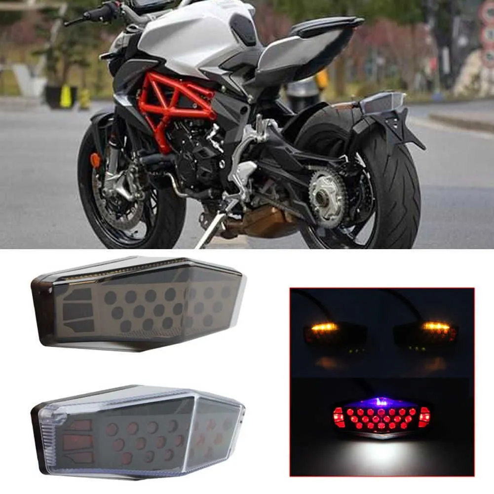New Motorcycle Tail Light LED Cafe Racer Style Stop Tail Light Motorbike Brake Rear Lamp Taillight Turn Signal Indicator Lighting