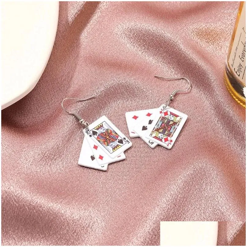 Dangle Earrings Funny Poker Card Alloy Girls Casual Party Hip Hop Jewelry