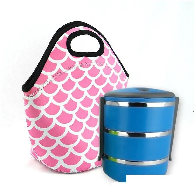 neoprene lunch bag baseball printing waterproof food beverage bento box tote bags picnic lunch