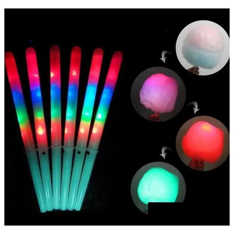 Led Gadget 2021 New 28175Cm Colorf Light Stick Flash Glow Cotton Candy Flashing Cone For Vocal Concerts Night Parties Drop Delivery E Dhuh6