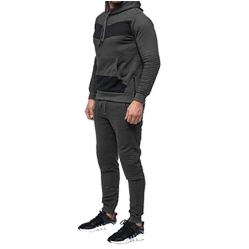 Men`S Tracksuits Mens Autumn Tracksuit Jogging Top Bottom Sport Sweatpants Harajuku Suit Hoodie Trousers Hip Hop Set Plus Size Drop D Dhdge