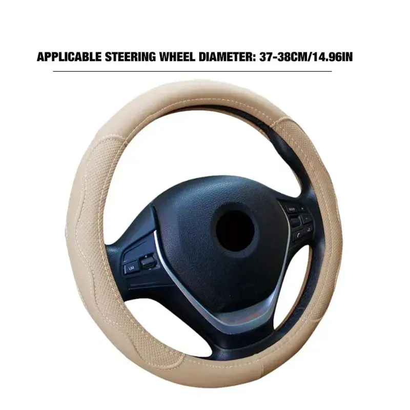 Steering Wheel Covers Car Cover Breathable Anti Slip Fiber Leather Suitable For 37-38cm Auto Decoration Styling