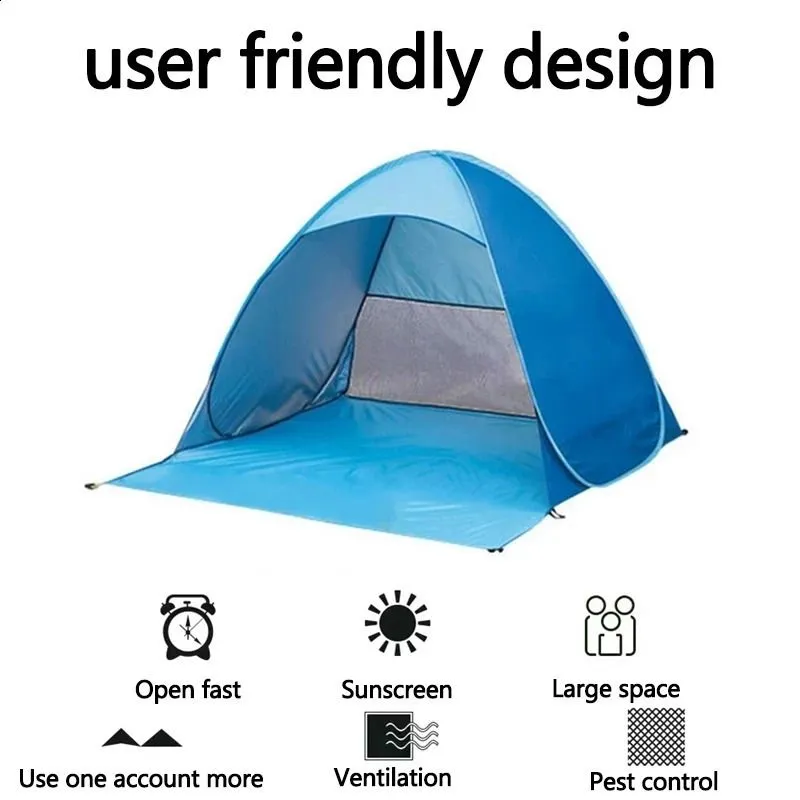 Automatic Instant  Up Tent Potable Beach Tent Lightweight Outdoor UV Protection Camping Fishing Tent Sun Shelter 240327