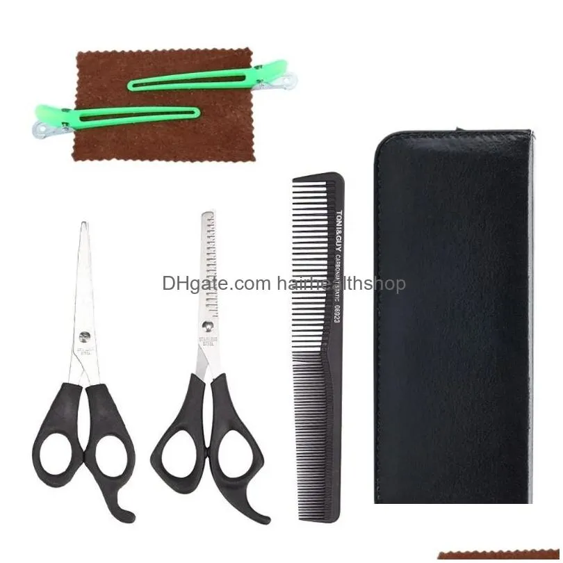 Hair Scissors New Hairdressing 6.5 Inch Professional Barber Cutting Thinning Styling Tool Shear 7Pcs Drop Delivery Products Care Tools Dhhh4