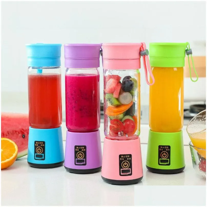 Fruit & Vegetable Tools Electric Juicer Portable 4 Blender Rechargeable Usb Personal 380Ml Outdoor Juicers Drop Delivery Home Garden K Dh6Cd