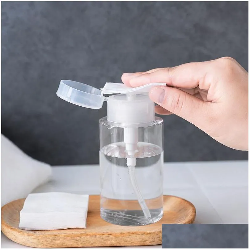 wholesale 100ml remover cleaner liquid storage container empty small pressure bottle ail art mini pump dispenser bottles packing