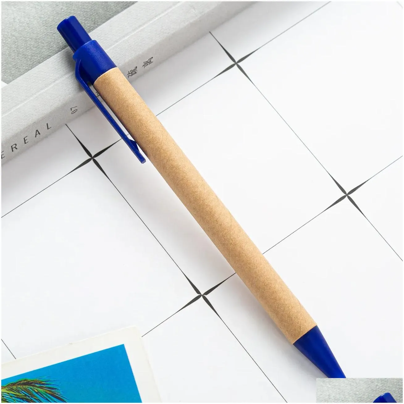 wholesale kraft paper ballpoint pens stick pen press tube stationery writing supplies