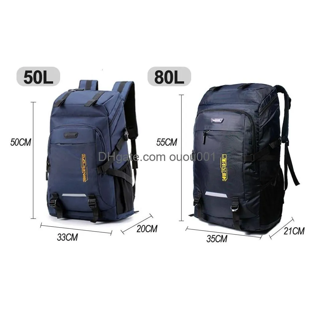 Outdoor Bags 50L 80L Hiking Backpack Men Women Travel Pack Sports Bag Nylon Trekking Mountaineering Climbing Cam Mochila Xa997Wa Drop Dh7Bj
