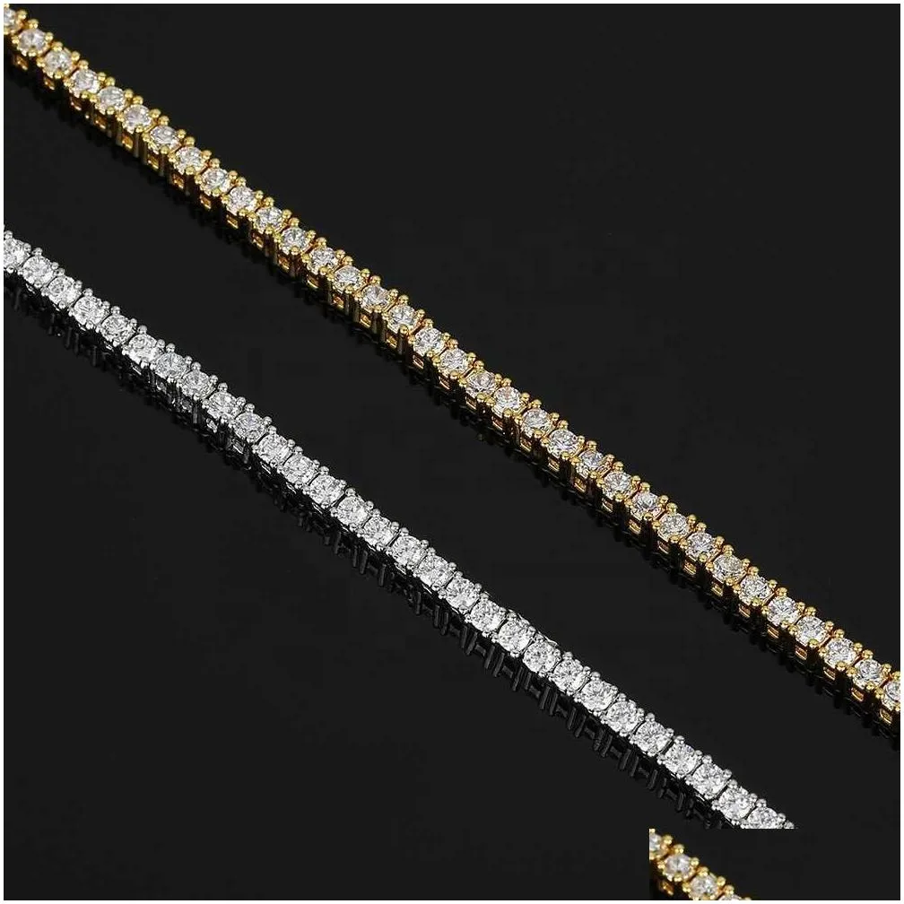 Pendant Necklaces Juncheng 2Mm Gra Vvs Moissanite S925 925 Sterling Sier 10K 14K Gold Plated Chain Tennis Necklace For Men Women Whole Ott6G