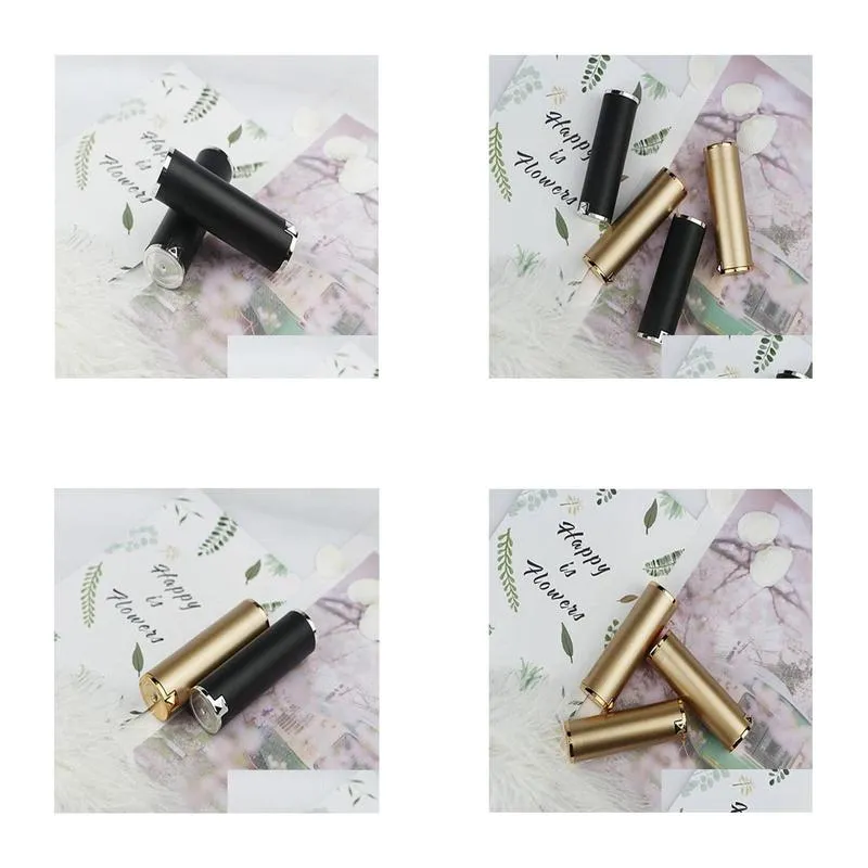 Packing Bottles Wholesale Lipstick Tubes Gold Black Color Empty Lipbalm Tube Diy Cosmetic Container 12.1Mm Fast Drop Delivery Office S Dhuwv