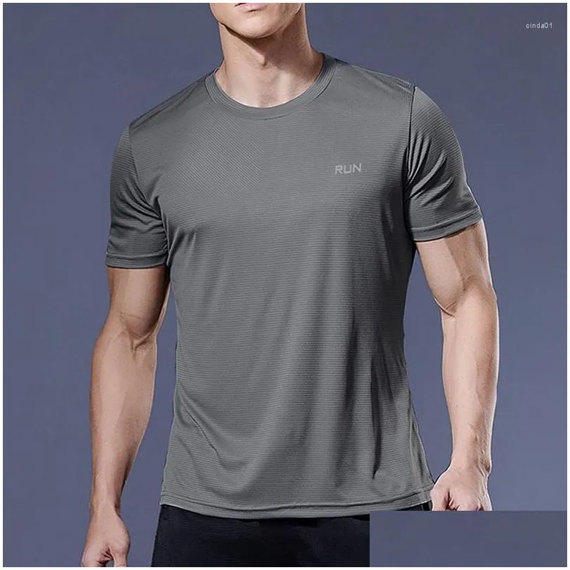 Men`S T-Shirts Mens T Shirts Short Sleeve Sport Shirt Quick Dry Running T-Shirt Breathable Fitness Top Ice Silk Gym Football Jerseys M Dhujg