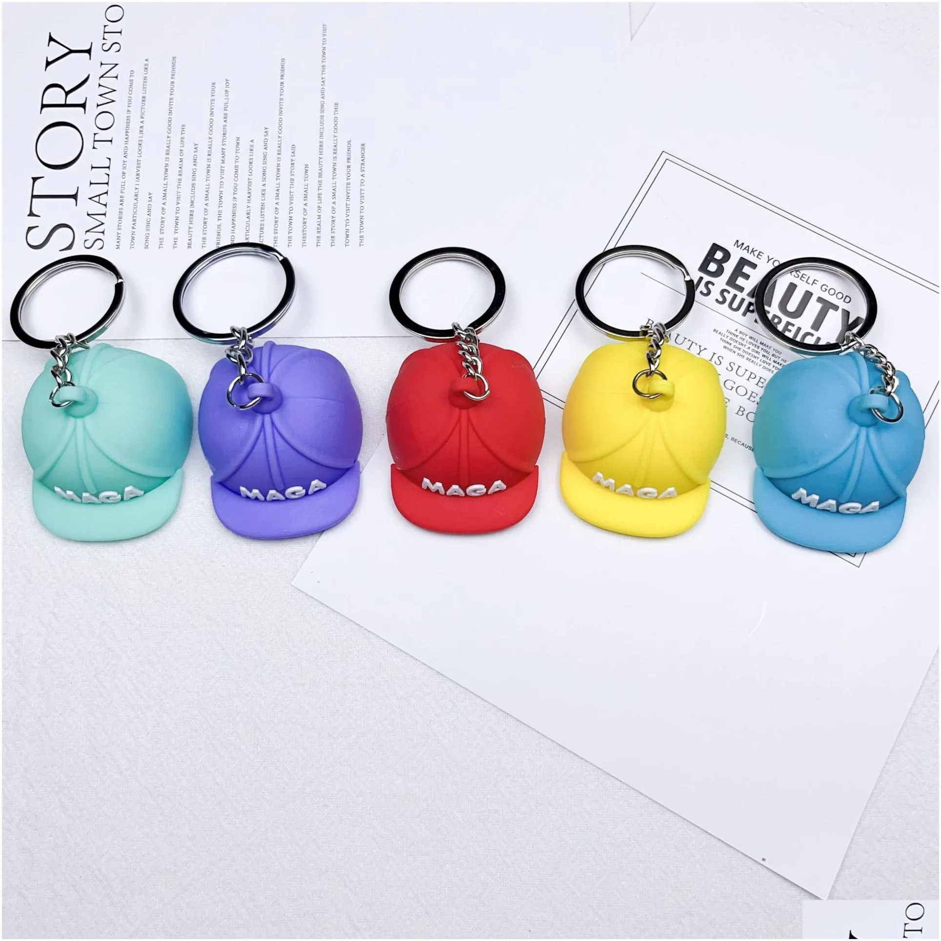 Other Festive & Party Supplies Trump Cap Keychain Cute Car Accessories Usa Maga Key Chain 2024 Keychains Drop Delivery Home Garden Dhxja