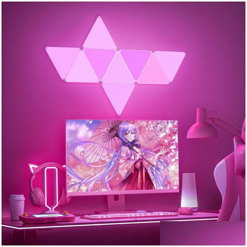 Wall Lamps Diy Smart App Light Plate Ly Creating Sync To Music Indoor Atmosphere Rgb Led Triangle Drop Delivery Lights Lighting Dhwv8