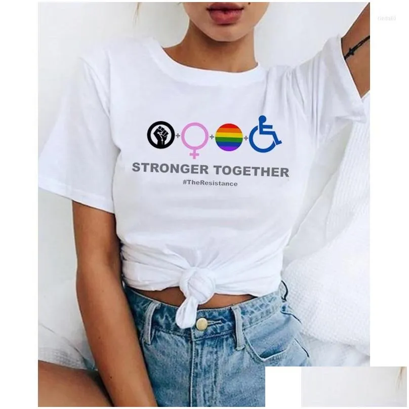 Women`S T-Shirt Womens T Shirts Lgbt Fashion T-Shirtlove Wins Love Is Biual Women Rainbow Female Top Tshirt Tee Kawaii Drop Delivery A Dh6Lp