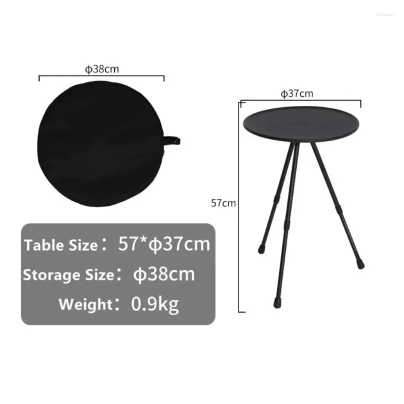 Camp Furniture Folding Round Portable Outdoor Three-legged Dining Table Aluminum Alloy Coffee Hike Picnic Liftable