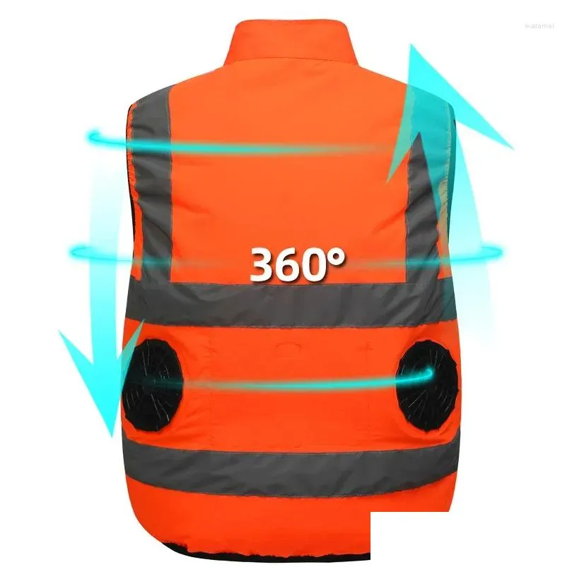 Men`s Vests Summer Cooling Fan Vest Jacket USB Work Clothes Luminous Air Conditioning Construction High Temperature
