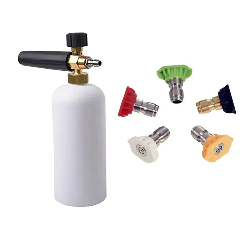Water Gun & Snow Foam Lance Car Washer 1/4 Inch Quick Connector High Pressure Release With 5 Nozzles Tool CleaningWater