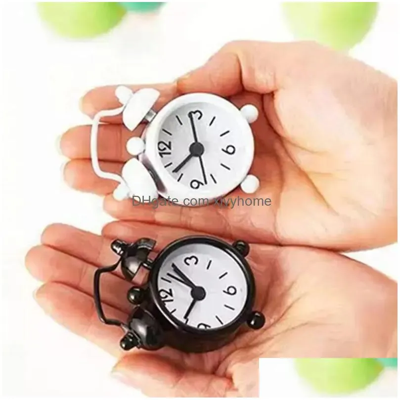 Desk & Table Clocks Mini Solid Color Alarm Clock Metal Students Small Portable Pocket Household Decoration Adjustable Electronic Drop Dhwoc