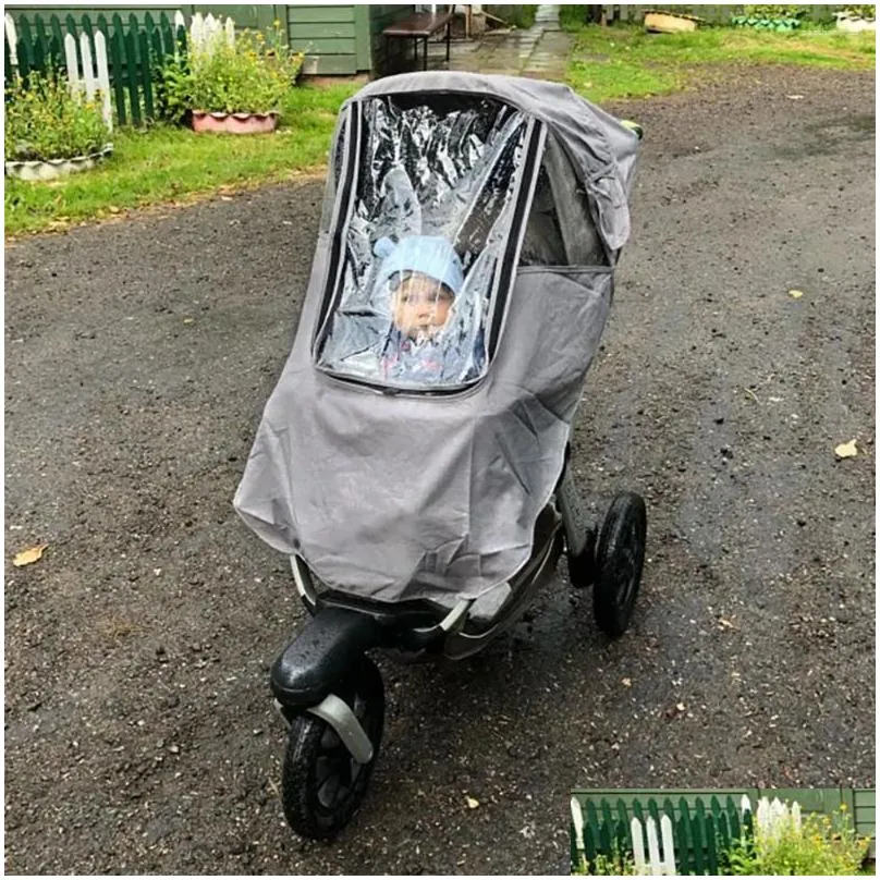 Stroller Parts Universal Pushchair Rain Cover Waterproof Raincoat Foldable Full Protection Rainwear Sun Shade For Outdoor Travel