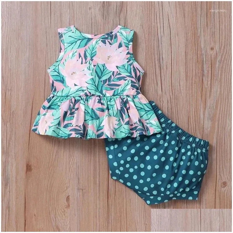 Clothing Sets Baby Girl Clothes Set Summer 2 Pcs Lotus Sleeveless Tops Dot Briefs Casual Boho Infant 0-18M