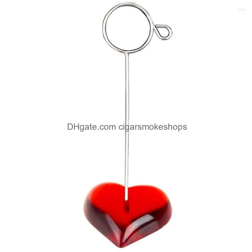 Filing Supplies Wholesale Lot 10Pcs F Heart Base Craft Wire Po Clip Memo Holder Mes Card Table Wedding Place Personalized Promotional Dhufj