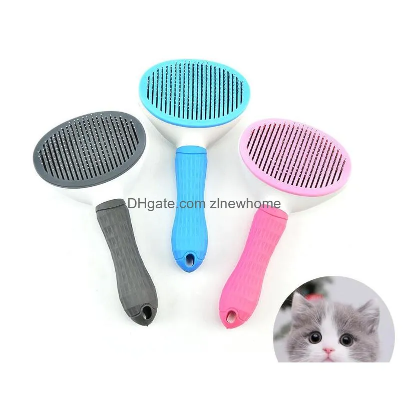 Dog Grooming One-Button Pet Comb Matic Removal Supplies Undercoat Rake Styling Cat Deshedding Drop Delivery Home Garden Dhci5