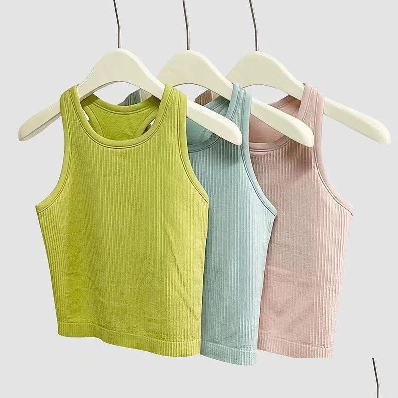 Yoga Outfits Lu Ebb Top With Chest Cushion Breathable And Quick Drying Running Sports Fitness Vest Drop Delivery Outdoors Athletic Out