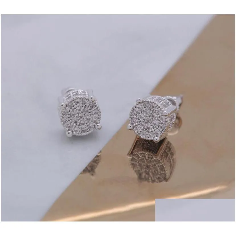 Earring Back Hiphop Zircon Earrings For Men And Women Gold Sier Plated Ear Stud Ice Out Hip Hop Rings Jewelry Drop Delivery Findings Dhuh2