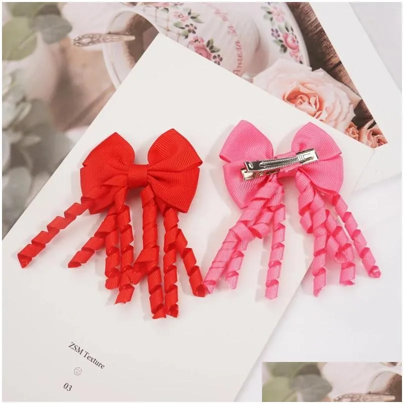 Hair Accessories 20pcs Baby Girls Clips With Bows 3 Inch Grosgrain Ribbon Curly Korker Elastic