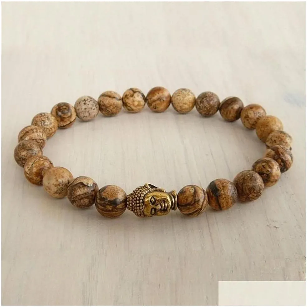 SN0231 Fashion Men`s Bracelet Buddha Wrap Bracelet Jasper Beaded Stretch Bracelet Black Onyx bracelet 2342