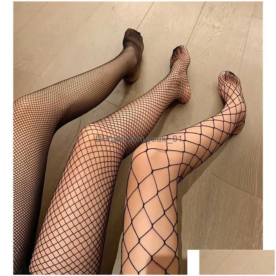 Socks & Hosiery Women Womens Stockings High Waist Tights Y Fishnet Thigh Highs Nets Lace Garter Pantyhose Female Drop Delivery Appare Dhxlb