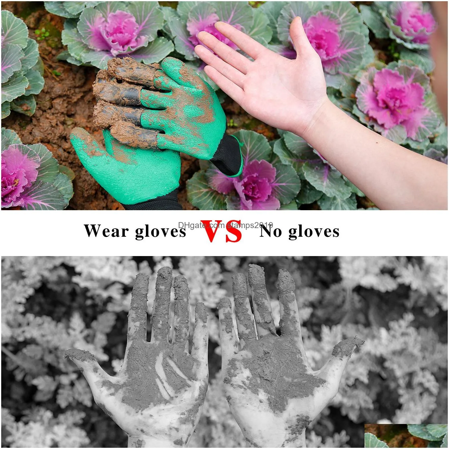 breathable waterproof garden gloves with claws for digging planting weeding other yard work