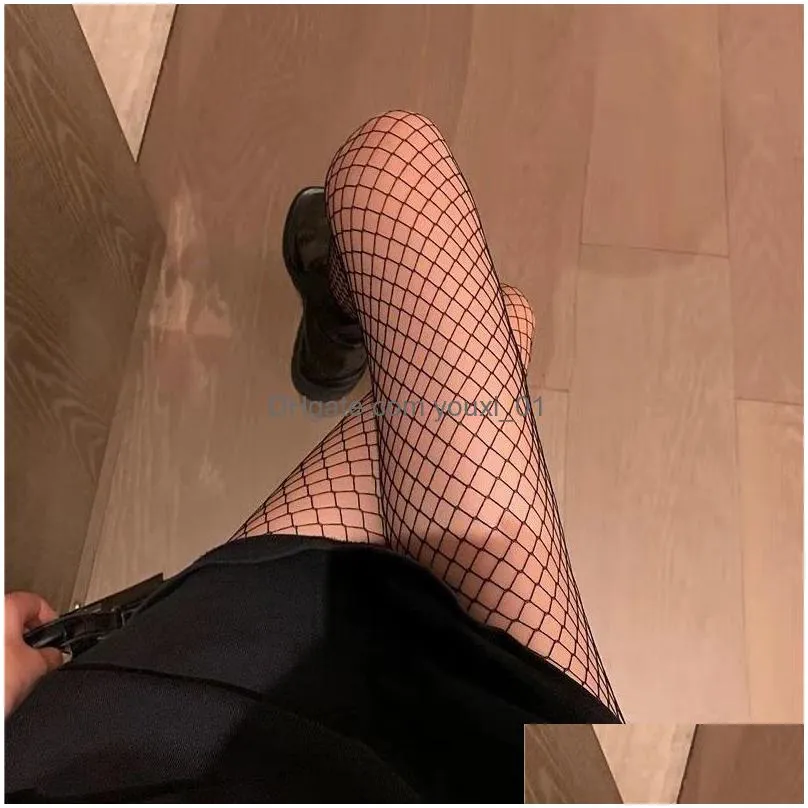 Socks & Hosiery Women Womens Stockings High Waist Tights Y Fishnet Thigh Highs Nets Lace Garter Pantyhose Female Drop Delivery Appare Dhxlb