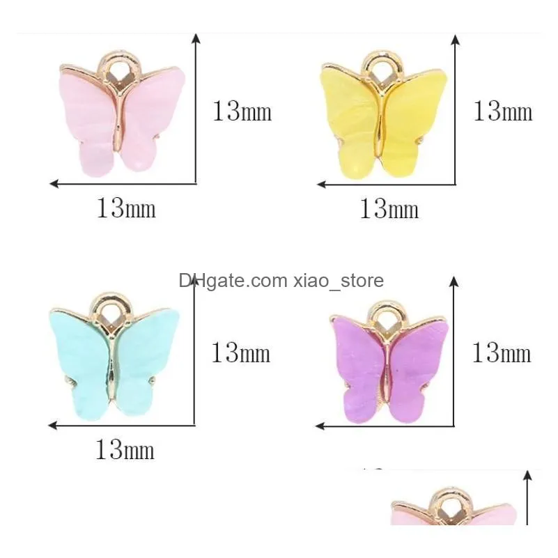 10pcs/lot trendy alloy acrylic butterfly pendant charms fashion creative diy handmade animal charm jewelry accessories necklace earrings